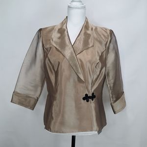 Alex Evenings Blouse L Gold Sheer Wedding Evenings